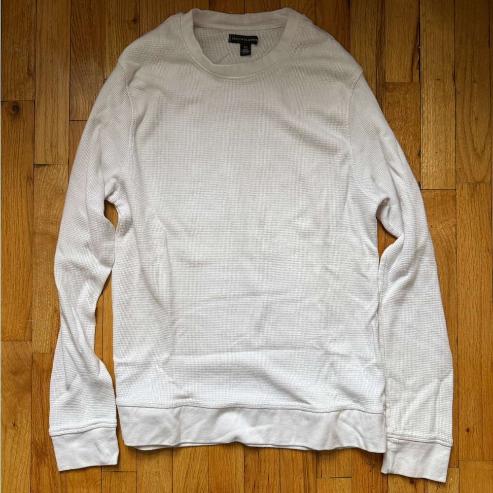 Men’s Saks Fifth Avenue white waffle long sleeve shirt L